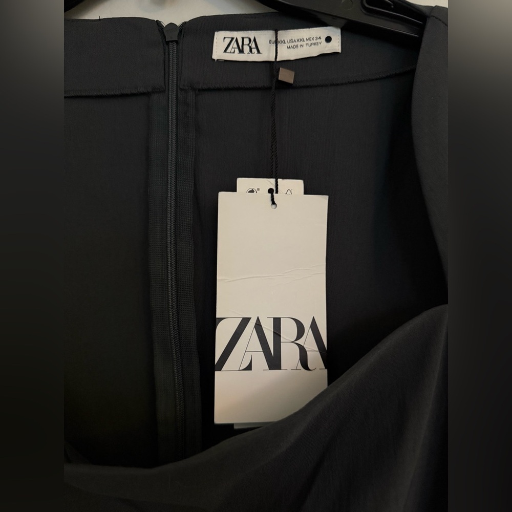 Zara Womens Mini Dress Squared Neckline Gray Long Sleeve Size Body Con 2XL NEW - Picture 4 of 8
